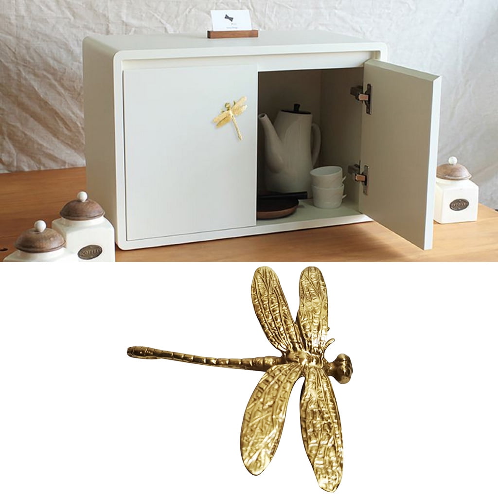 Kingjinglo Pure Copper Dragonfly Handles Gold Drawer Cabinet Door Cupboard Pulls Knobs