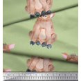 thumbnail image 3 of Soimoi Green Rayon Fabric Pig Animal Print Sewing Fabric Yard 56 Inch Wide, 3 of 3