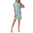 thumbnail image 2 of Camisón de noche de manga corta INSPIRE CHIC para mujer, de rayas, con cuello redondo, ropa de descanso, color verde claro, 2 of 6