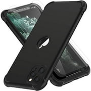 ORETECH Designed for iPhone 11 Pro Case,with[2 x Tempered Glass Screen Protector] 360 Full Body Shockproof Protection Cover Ultra Thin Hard PC Soft Rubber Silicone Case for iPhone 11 Pro 5.8'' -Black