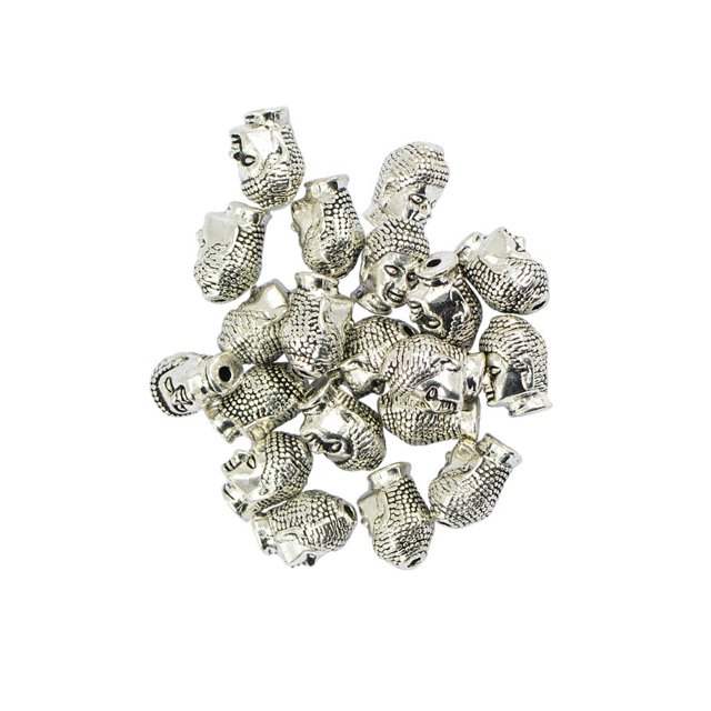 20 piezas Vintage pequeña cabeza de Buda espaciador de de metal para joyería 13x9mm Baoblaze Pensiones de los encantos de Buda
