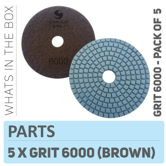 Stadea PPW145D Diamond Polishing Pads 4 Inch - For Concrete Terrazzo Marble Granite Countertop Floor Edge Wet Polishing, Grit 6000 - Pack of 5