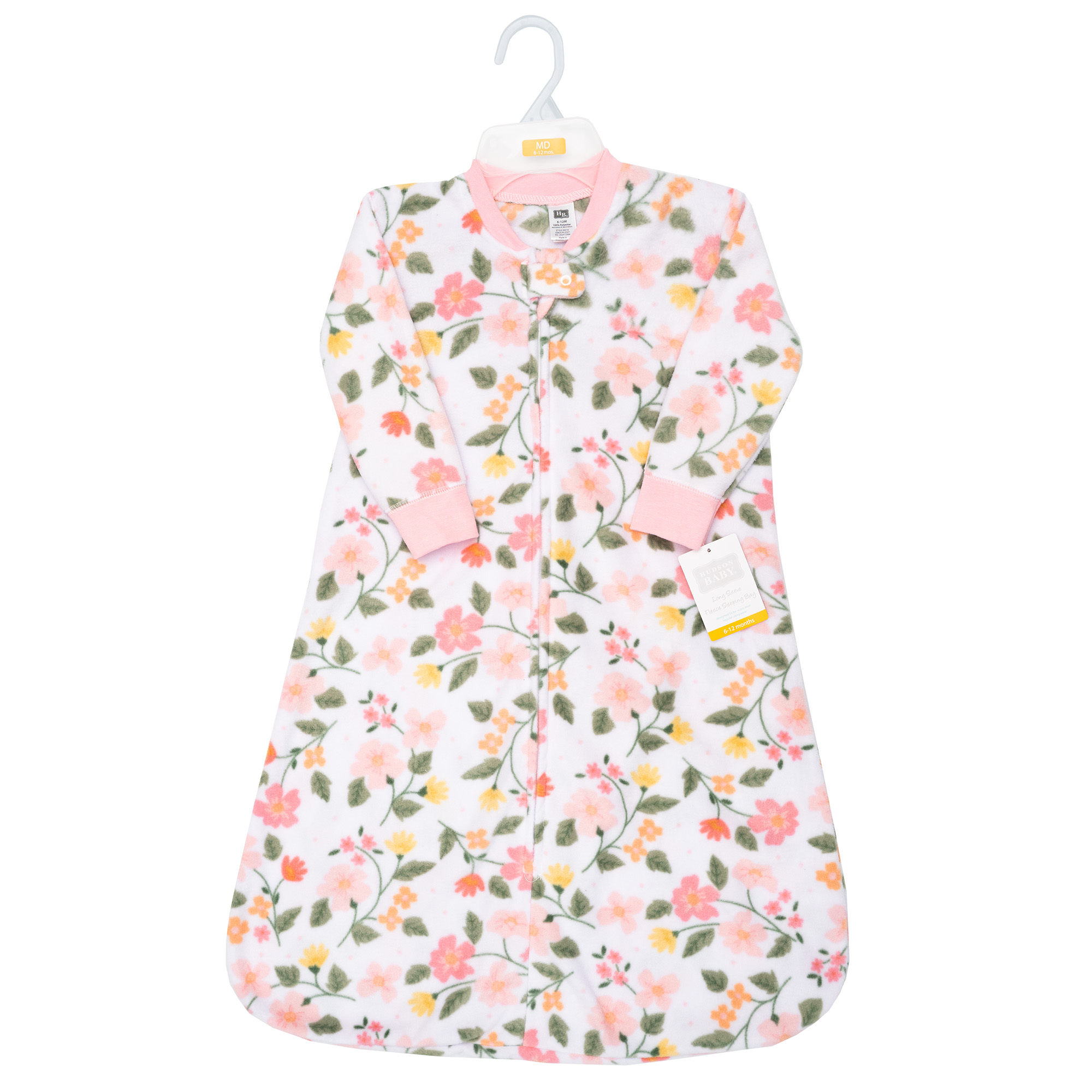 Hudson Baby Infant Girls Long-Sleeve Fleece Sleeping Bag, Family Floral, 12-18 Months