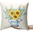 thumbnail image 2 of Spring Yellow Sunflower Pillow Covers 20 x 20 Set of 2 Flower Pillows Covers Kettle Spring Summer Butterfly Pillowcases Farmhouse Decor Cotton Blend for Indoor Living Room, 2 of 6