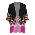 thumbnail image 5 of Noric Women's Floral Print Chiffon Cardigan Casual 3/4 Sleeve Open Front Loose Fit Lightweight Daily Layering Cover Up, 5 of 5