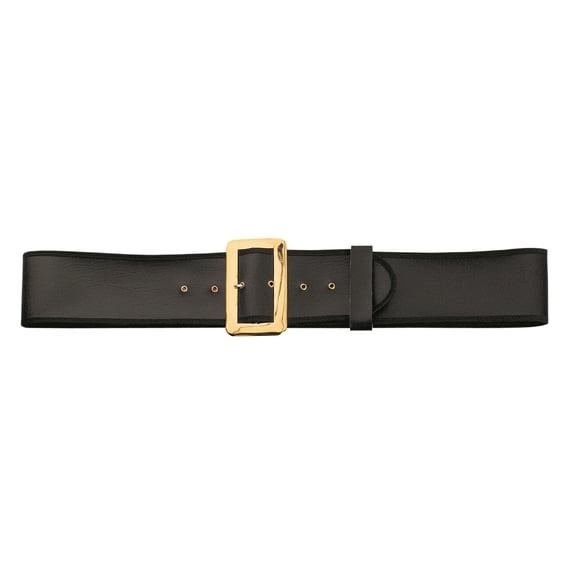 The Costume Center Black and Gold Naugahyde Santa Belt with Buckle – Size Extra Large