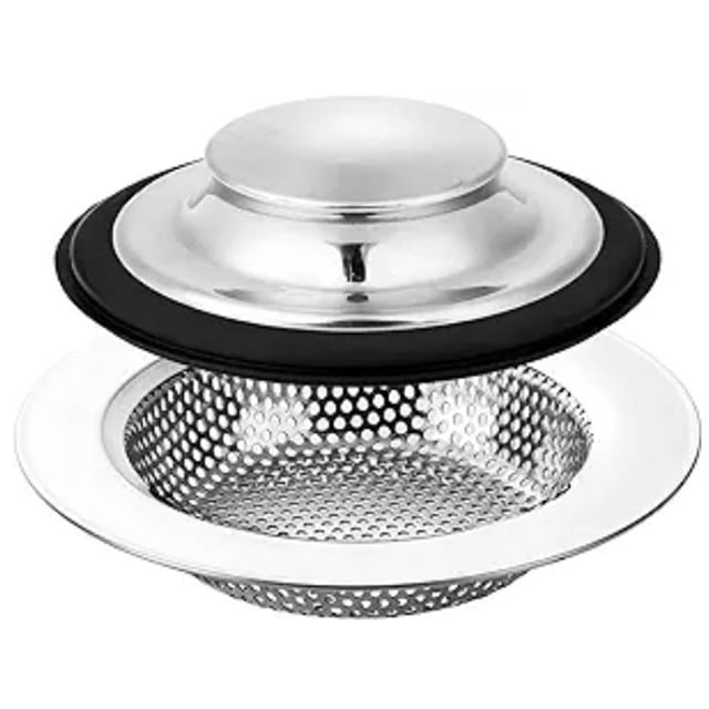 1 juego de colador de fregadero de acero inoxidable, tapón de drenaje para fregadero de cocina, filtro de drenaje para el hogar