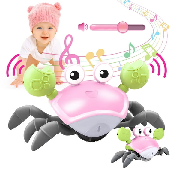 Juguete para bebé Crawling Crab Plnmlls con música y LED de color rosa claro