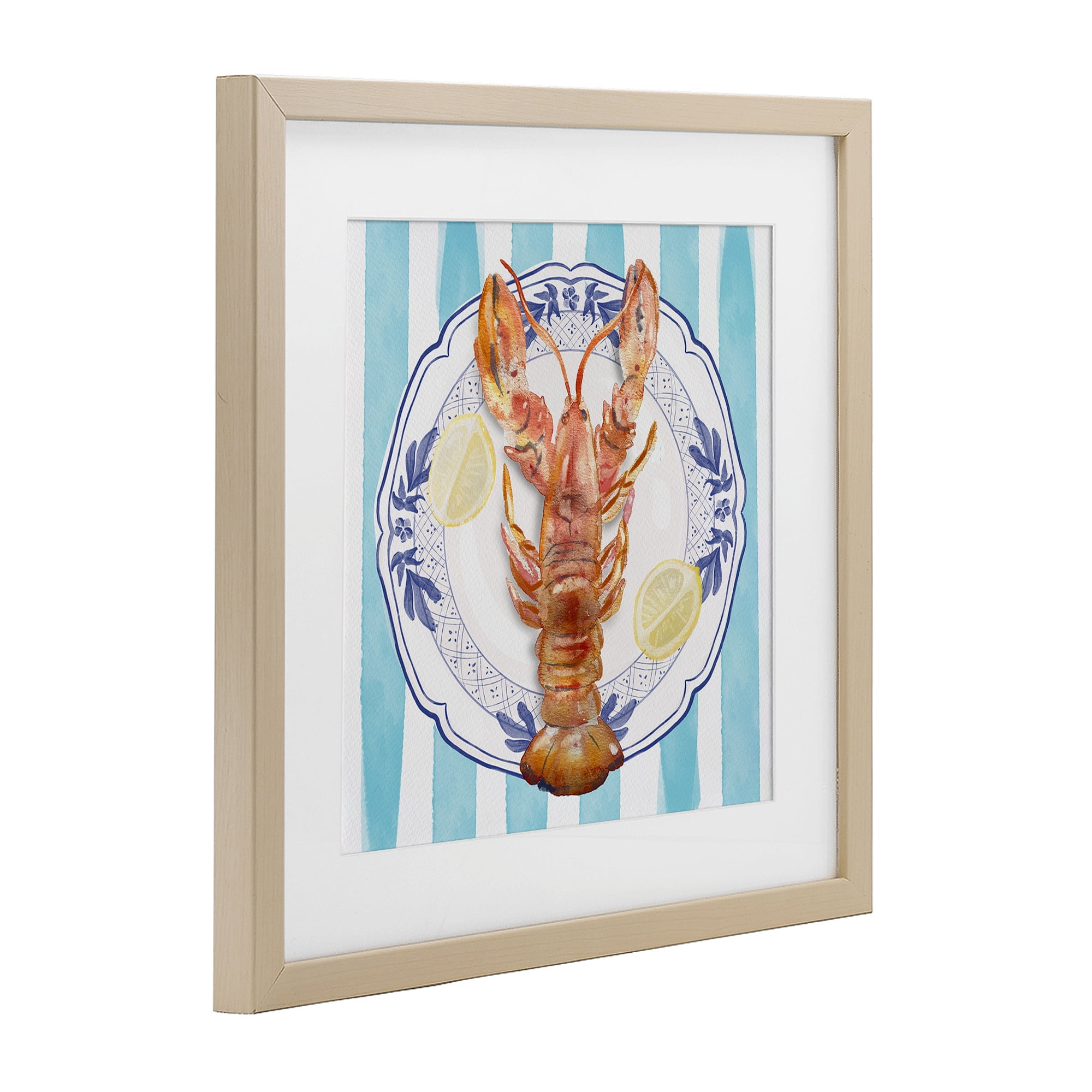 Stupell Industries Lobster Seafood Plate Birch Framed Print Under Glass, design by Christie Adams