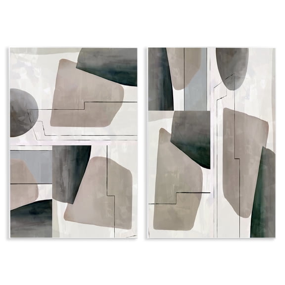 Stupell Industries Earthy Geometric Shapes 2 Piece Wall Plaque Art Set design by cartissi, 15 x 10
