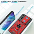 thumbnail image 2 of for Samsung Galaxy S21 FE Case with HD Screen Protector, Heavy Duty Shockproof with 360 ° Rotation Metal Kickstand [Military Grade] Protective Case for Galaxy S21 FE 5G, Red, 2 of 14