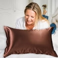 thumbnail image 4 of XYAIYT Reversible Silk Sateen Pillowcase Beauty Cooler Anti Pilling Breathable First Class Quality For Hair And Skin(Coffee), 4 of 6