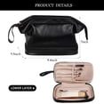 thumbnail image 2 of Bolsa de maquillaje Abiudeng de doble capa de cuero Travel Black, 2 of 7