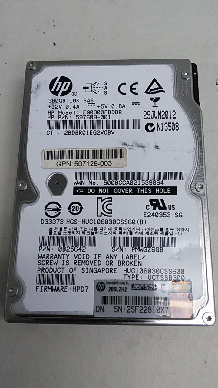 Refurbished Hitachi HP HUC106030CSS600 300GB 2.5" SAS 2 Enterprise Hard Drive
