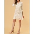 thumbnail image 5 of Allegra K Women's Wear to Work 3/4 Sleeve Ruffle Hem Buttons Decor Drawstring Ruched Dress, 5 of 6
