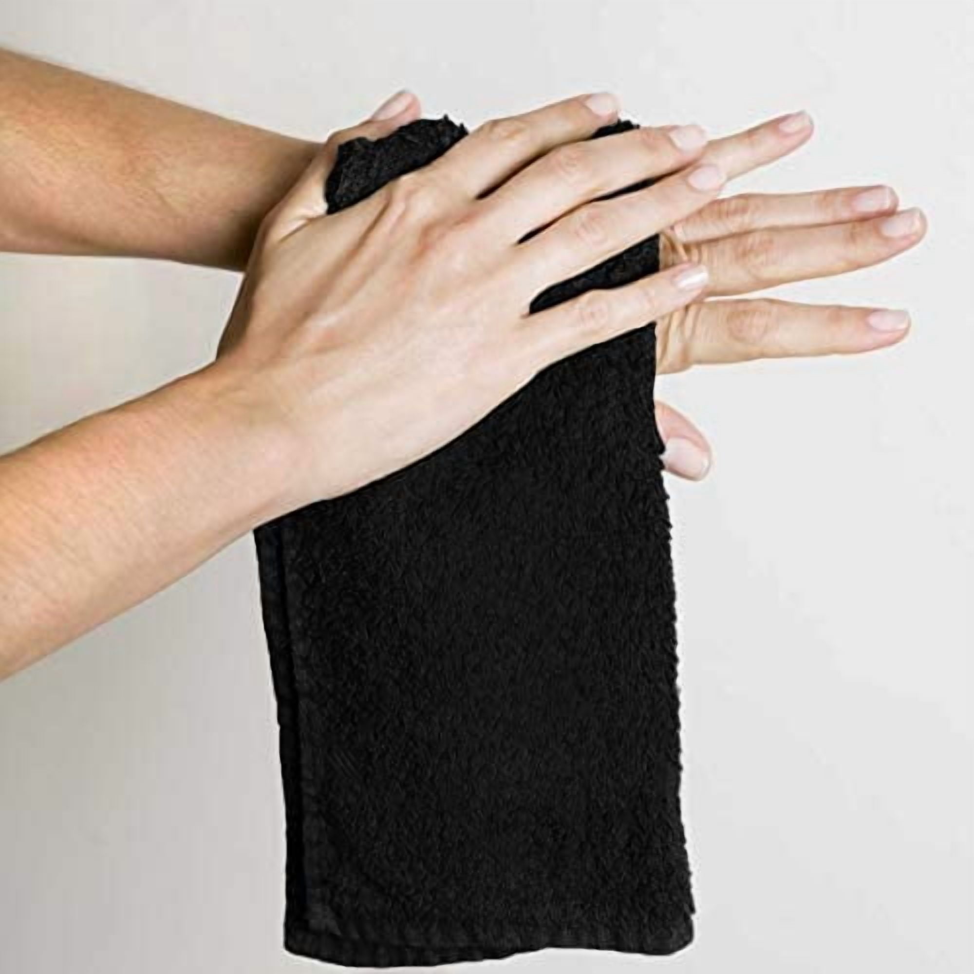 60 Pack Cotton Washcloths Set, 100% Ring Spun Cotton, Premium Flannel Face Cloths, Highly Absorbent and Soft Feel Fingertip Towels, Black