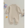 thumbnail image 4 of Loicainy Toddler Baby Boy Girl Fleece-lined Sweatshirt Romper 3 6 9 12 18 Months Solid Color Long Sleeve Jumpsuit for Newborn Cute Clothes, 4 of 9