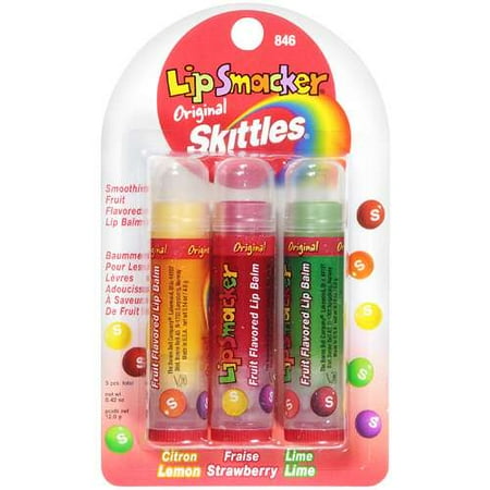 3 SKITTLES ORIGINAL LIP SMACKER # 846 STRAWBERRY LIME LEMON
