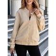 thumbnail image 5 of Eytino Women Jackets Ladies Bomber Jacket for Women Zip Up Long Sleeve Stand Collar Jackets with Pockets Beige, 5 of 10