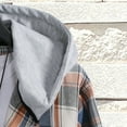 thumbnail image 5 of IYTR Mens Jackets Button Up Hooded Neck Plaid Long Sleeve Jacket Hooded Drawstring Shirts Jackets Khaki XL, 5 of 6
