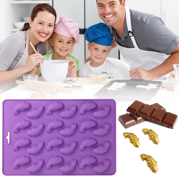 Fish Shaped Silicone Baking Mold Multi Use Non Stick Tray For Cake Jelly Candy Ice Cube DIY Holiday Party Dessert Preparation