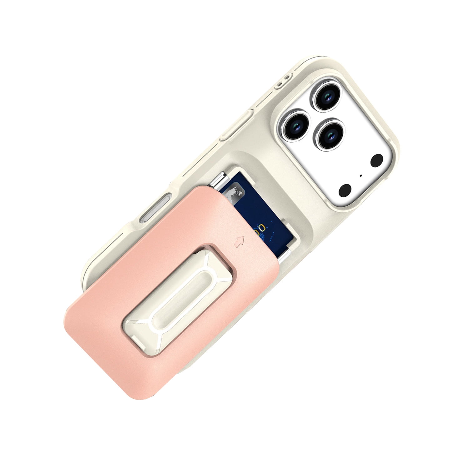 Modern Wallet Case with Card Slot for iPhone 17 Pro Max - White & Pink