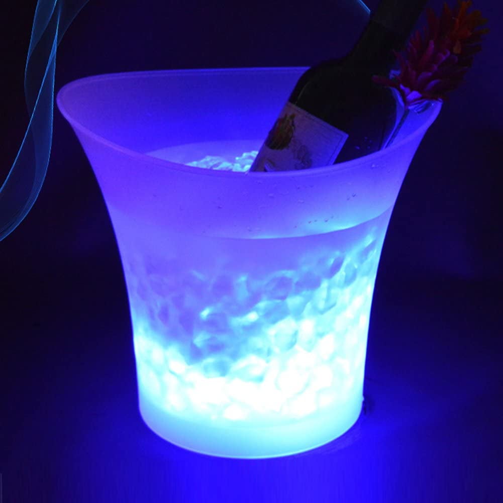 LED Ice Bucket 3.5 L LED Cooler Double Layer Large Capacity Cooler Bucket With 7 Colors Changing Champagne Wine Drinks Beer Ice Cooler Bucket For KTV Party Bar Home Wedding 