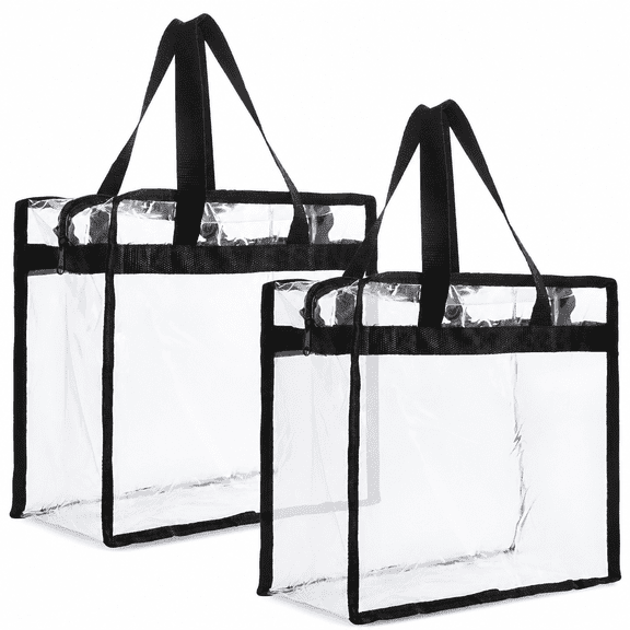 ELORIAH Pack Clear Stadium Approved Bags - 12x6x12 Large Transparent Tote Bags with Zippers and Handles for Concerts, Sporting Events, Music Festivals, Work, School, Gym