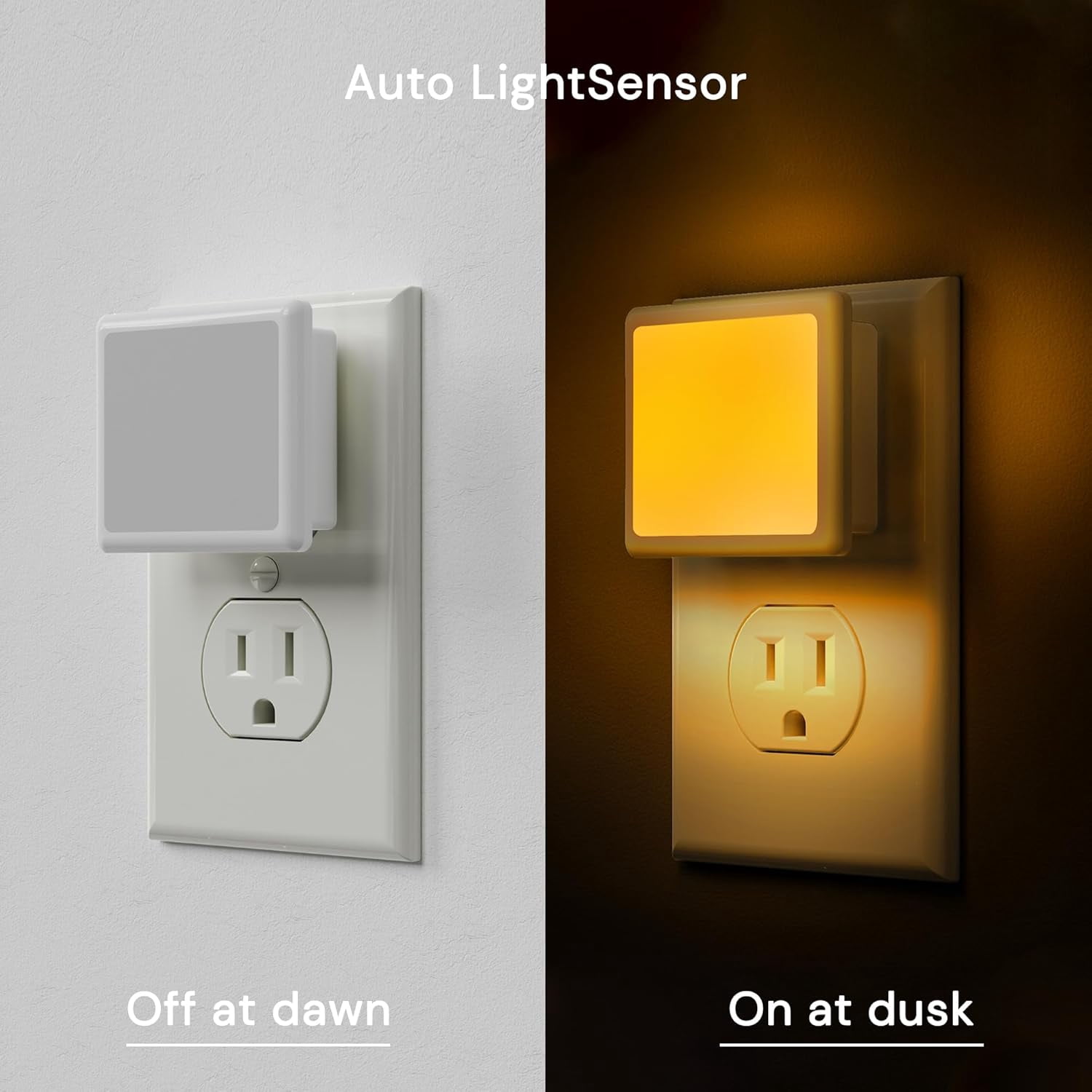3CCT Night Lights Plug into Wall 2-Pack, 0.3W Plug in Night Light, Dusk to Dawn, Bright Nightlight Auto-On/Off, for Adults Kids Room Bedroom Bathroom Hallway Kitchen