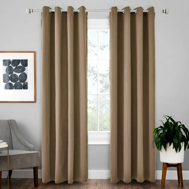 LUXUR Rideaux pour Fenêtres à Oeillets Occultants Draperies Écoénergétiques Salon Intimité Rideau Occultant pour Fenêtre Isolé Thermiquement Chambre Épais Uni Protection UV Moderne Kaki L:52"Xh:63 Pouces