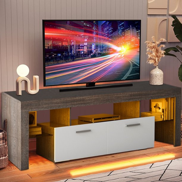 Sesslife TV Stand for 70 Inch TV, High Glossy Front with LED