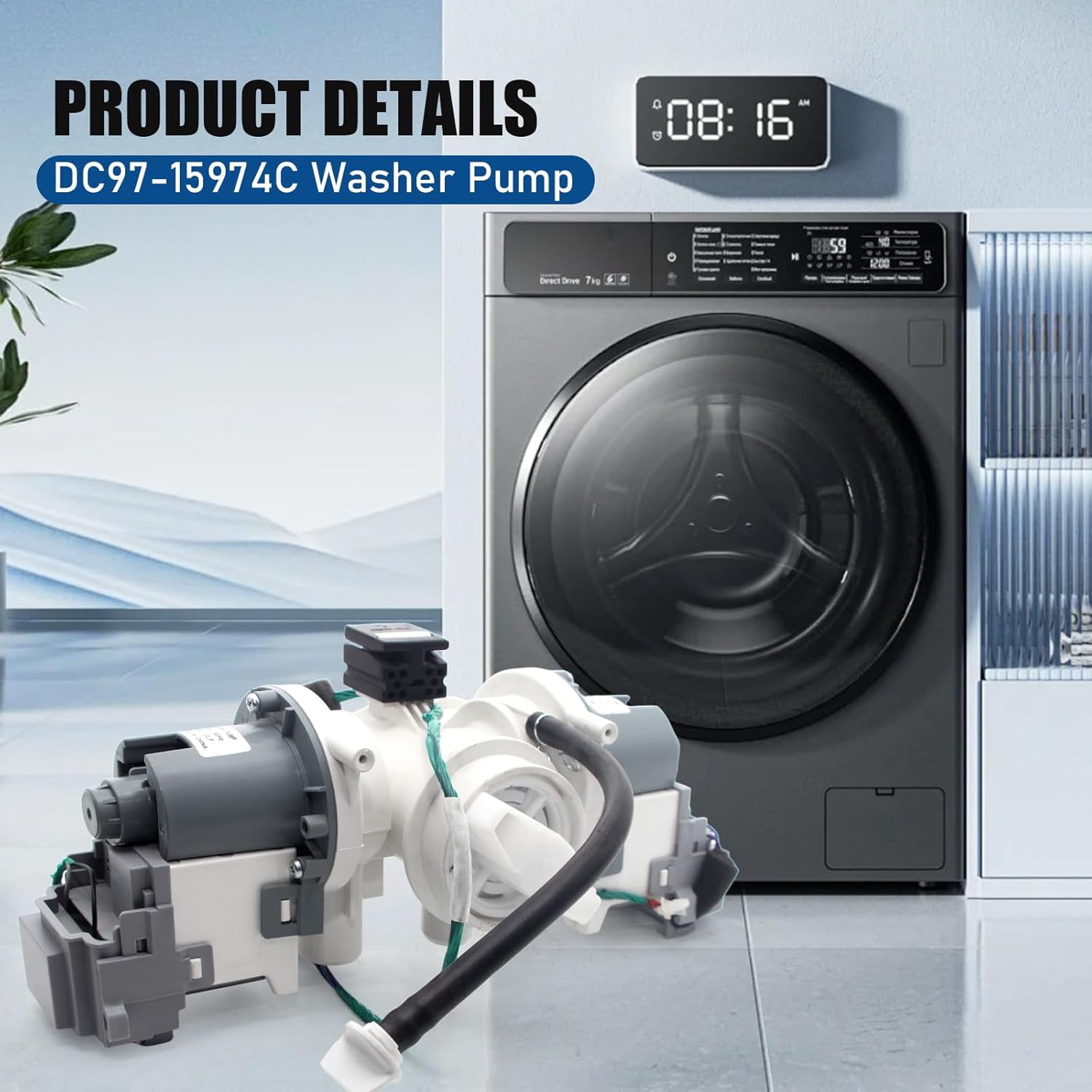 Aniceparthy Replacement Washer Double Drain Pump for Samsung DC97-15974C