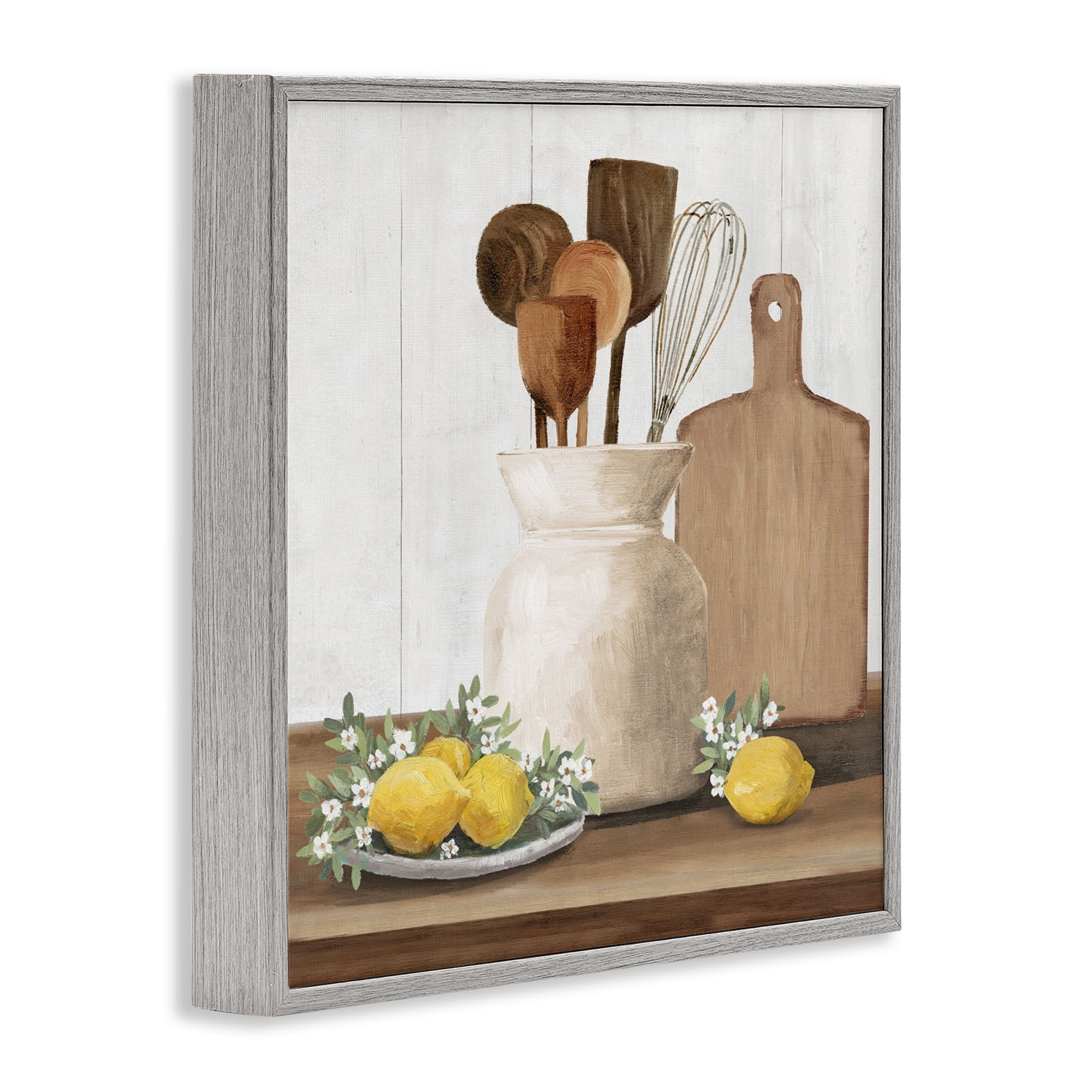 Stupell Industries Country Kitchen & Lemons Gray Framed Giclee Art, design by White Ladder