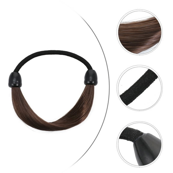 SWETRACE 6Pcs Wig Hair Ties Ponytail Dark Brown Durable Use for Women and Girls Daily Wear