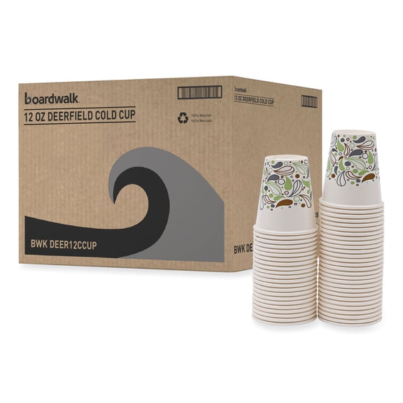 Boardwalk Deerfield Printed Paper Cold Cups, 12 oz, 1000 count -BWKDEER12CCUP