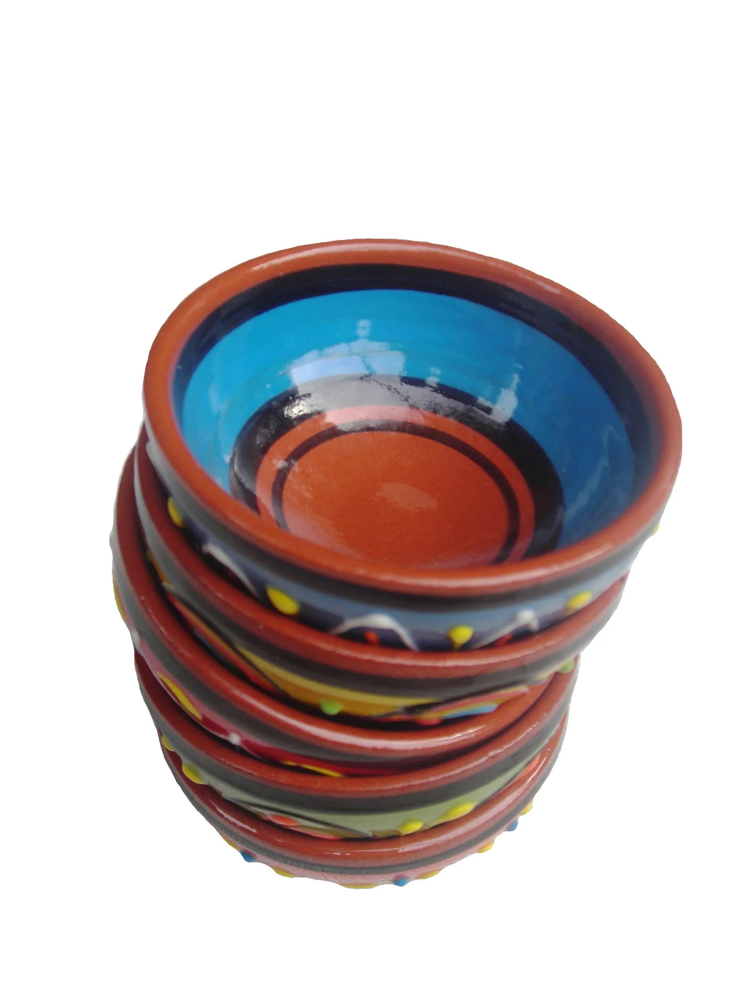 Cactus Canyon Ceramics Spanish Terracotta 5-Piece Small Salsa Bowl Set (European Size), Spanish Sunset