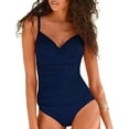 thumbnail image 4 of Hilor Womens One Piece Swimsuits Front Twist V Neck Shirred Bathing Suit Monokini Swimwear, 4 of 10
