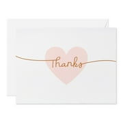 American Greetings Blank Thank You Stationery with Envelopes, Heart Script (20-Count)