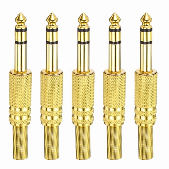 Uxcell 5 Pcs 1/4" Audio TS Plug, TS 6.35mm Male Plug Cable Connector, 3.11"