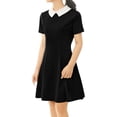 thumbnail image 2 of INSPIRE CHIC Robe Évasée pour Femme à Col Peter Pan avec Fermeture Éclair Dissimulée au Dos m Noir, 2 of 7