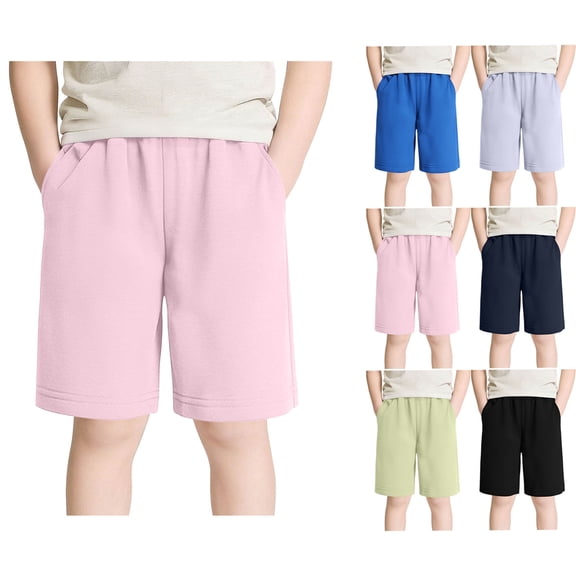 DJDLJWCJ Boys School Uniform Shorts Boy Summer Short Pants Lightweight Kids Casual Shorts, Pink 7-8 T