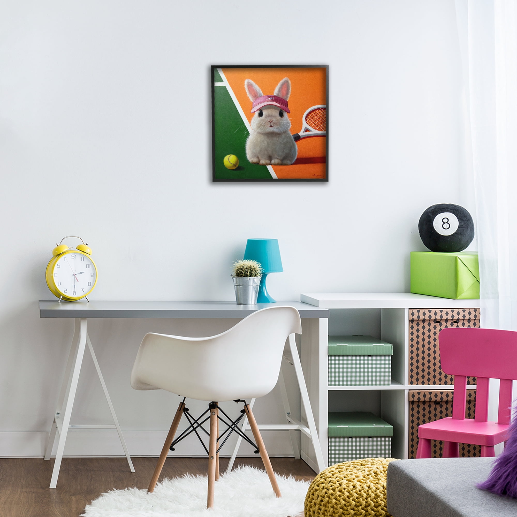 Stupell Industries Match Ready Tennis Bunny Black Framed Giclee Art, design by Lucia Heffernan