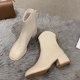 thumbnail image 4 of NECHOLOGY Botas Mujer Adulto Femenino Zapatos Botines mujer Botas de tacón grueso con cremallera trasera de estilo británico de cuero de color sólido a la para mujer (Beige, 8.5), 4 of 7