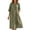 Army Green, variant on Summer Dresses for Women 2026 Notch V Neck Half Button Three Quarter Sleeve Womens Dresses Loose Oversized Midi Linen Blend Dress with Dual Patch Pockets