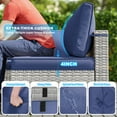 thumbnail image 2 of 8-Piece Patio Furniture Set, Outdoor Patio Furniture with 55,000 BTU Fire Pit Table, Thick Cushions, Modular Patio Sofa, Dual-Strand Wicker Rattan, Rust-Resistant Frame, Navy Blue, 2 of 7