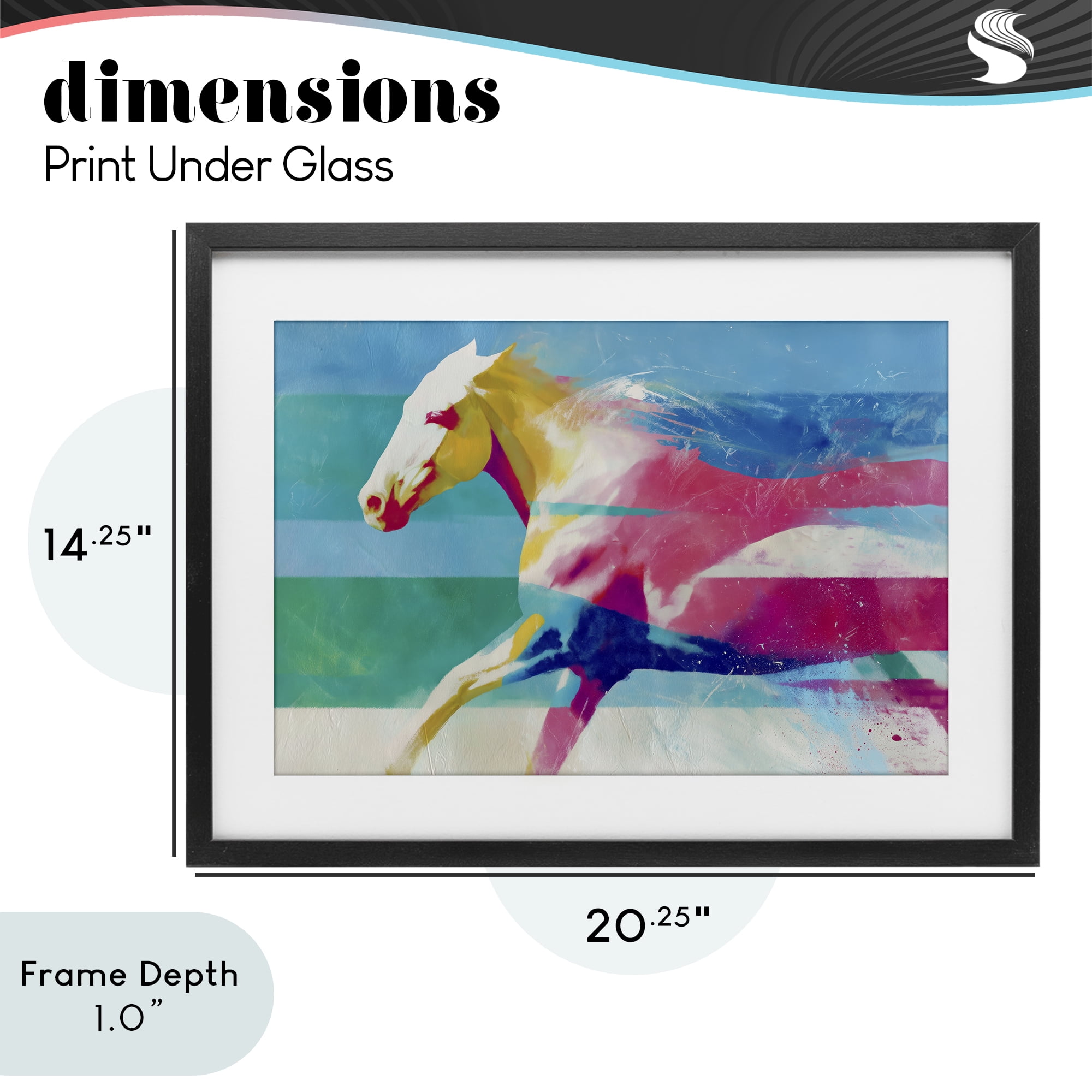 Stupell Industries Abstract Horse In Stripes Black Framed Print Under Glass, design by Chromatic Storm Studio