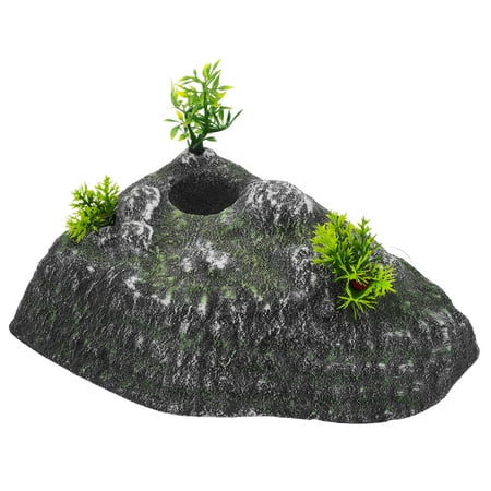 KONTONTY Aquarium Accessories Dark Grey Turtle Platform with Multifunctional Basking Ramp and Hideout