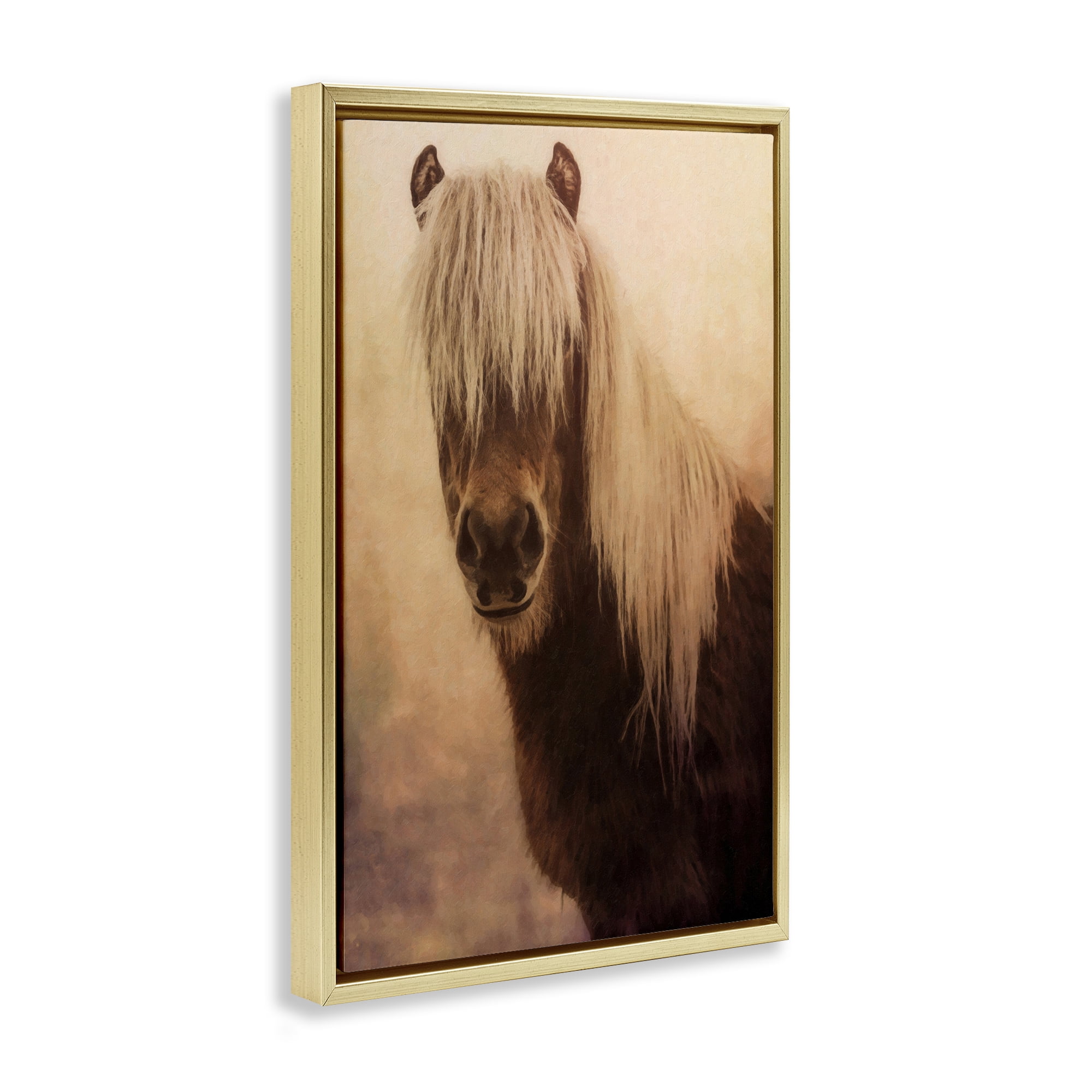 Stupell Industries Misty Morning Horse Animals Painting Gold Floater Framed Canvas Art Print Wall Art, 17 x 25