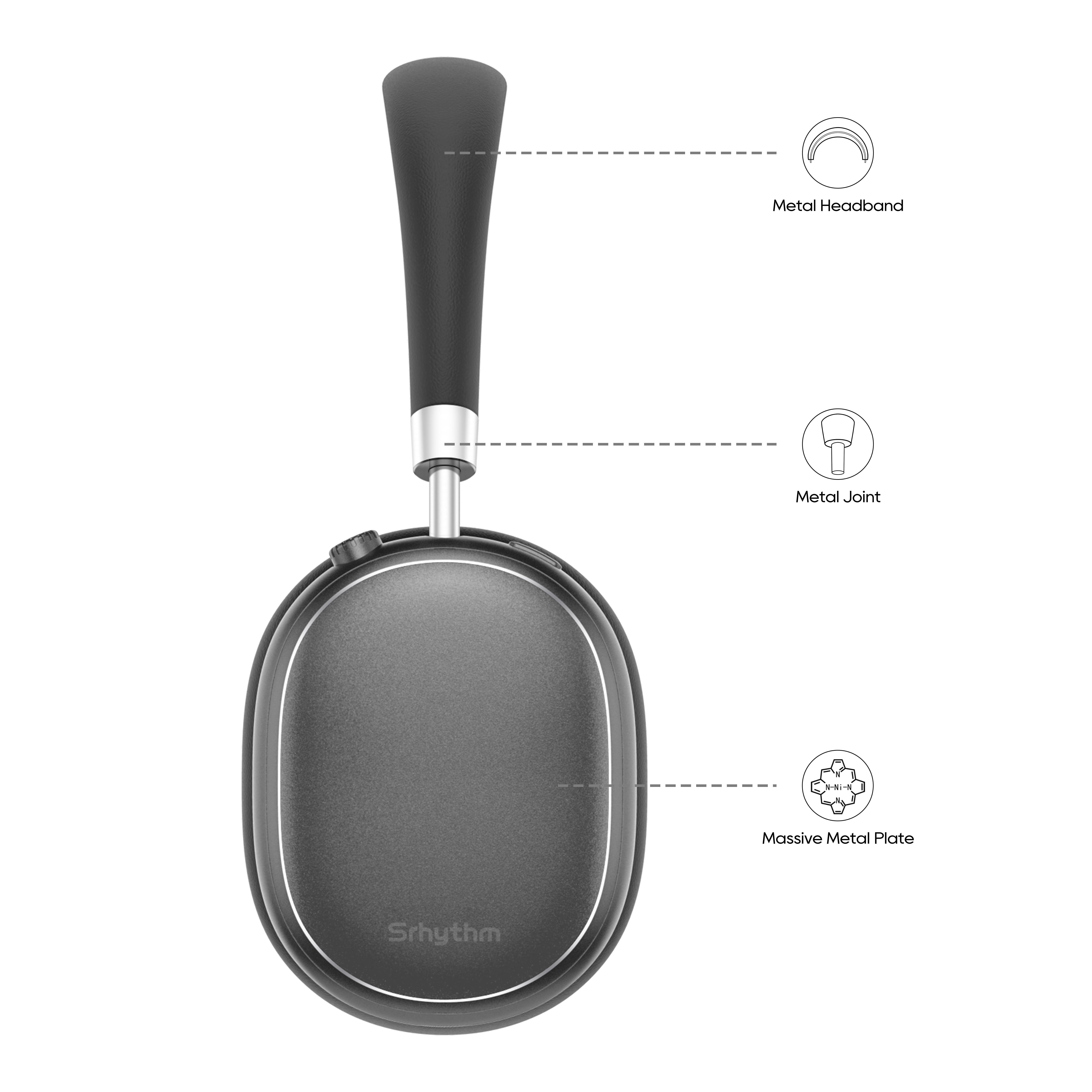 Srhythm NiceComfort 95 Adaptive Noise Cancelling Headphone Wireless, Blutooth Noise Canceling Headphone with Spatial Audio,Transparency,ENC,HD Sound,Low Latency,Sandstone Black