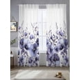 thumbnail image 2 of Purple Blooms Floral Sheer Curtains 84 Inch Length 2 Panels Set Window Treatments, Farmhouse Spring Flowers Botanical Rod Pocket Semi Curtains for Living Room/Bedroom/Kitchen Décor, 104"W x 84"L, 2 of 7